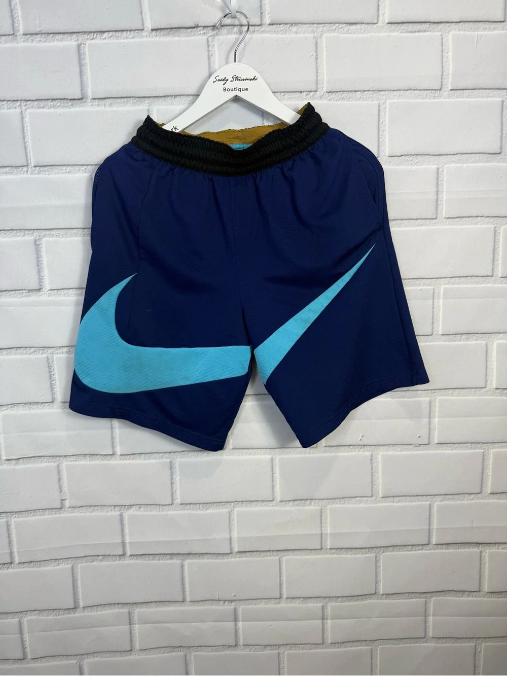 Nike Dri-FIT Big Swoosh Athletic Shorts Blue Boys Size S
